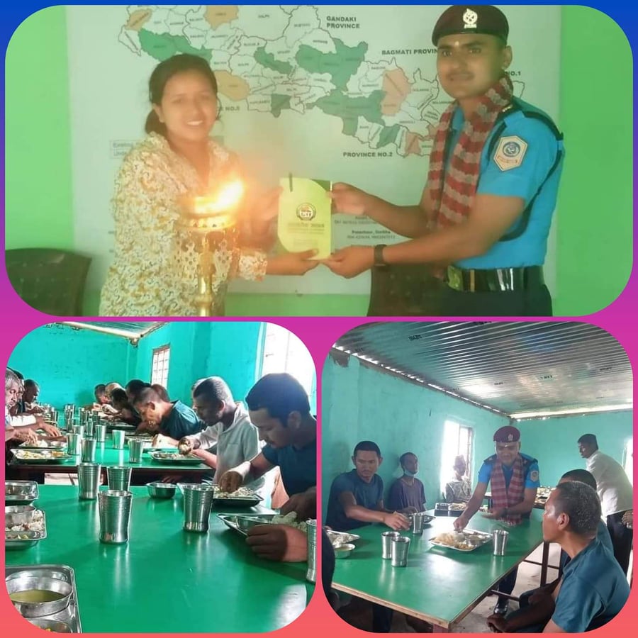 प्रहरी निरीक्षक कृष्ण गिरीको जन्मदिनको अवसरमा मानव सेवा आश्रममा भोजन दान