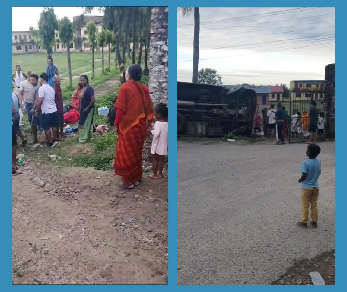 महोत्तरीको खयरमारामा यात्रु बाहक बस दुर्घटना